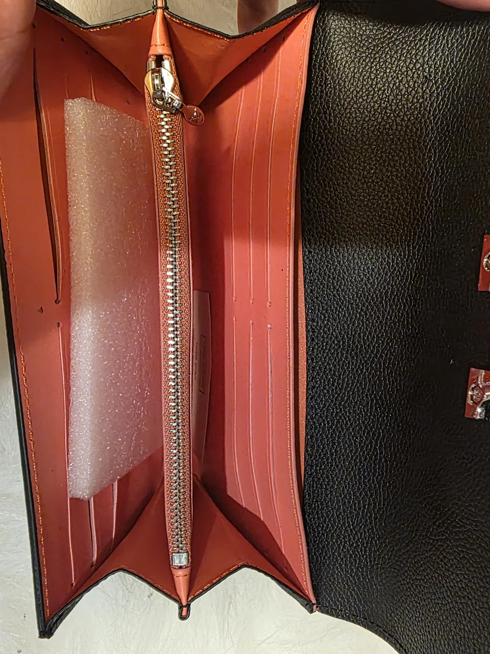 Louis Vuitton Black Leather Wallet with Pink Floral Stud Accents
